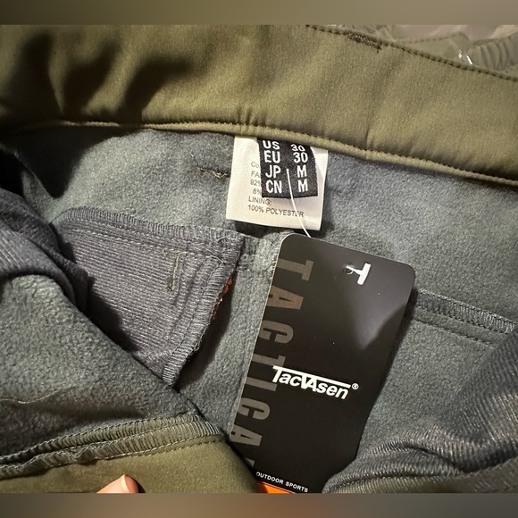 TACVASEN Men's Snow/Outdoor Fleece Lining Soft Shell Pants Green/Grey Sz 30 New - Picture 9 of 9